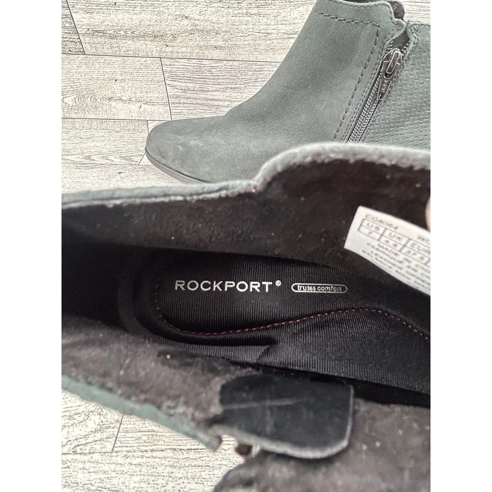 Rockport‎ Womens Black Leather Ankle Boots Side Zip Truss Comfort Size 7 CG8064